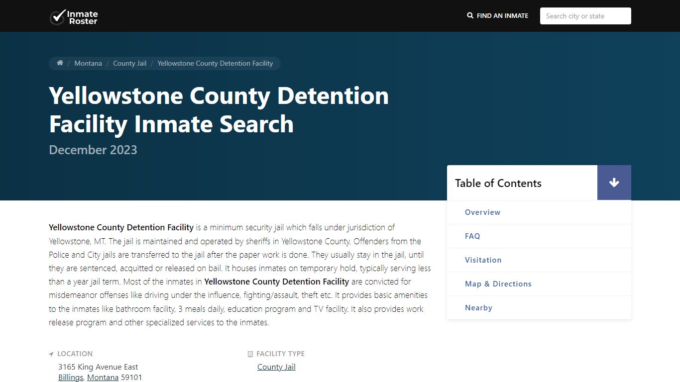Inmate Search | Yellowstone County Detention Facility - Billings, MT